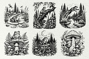 Woodland Frog Engraving Bundle, an Animal Illustration by DENIDigitalArtSudio (Thumbnail 2 of 7)
