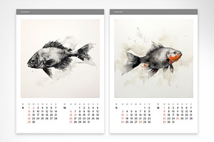 Fish Illustrations 2024 Calendar