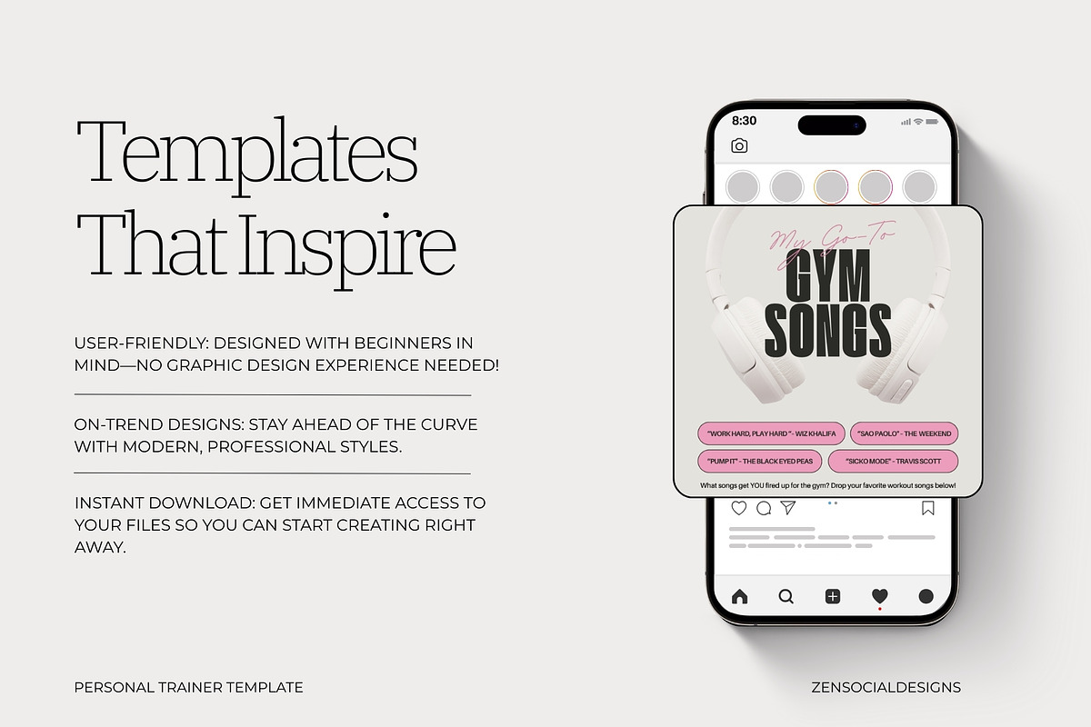 Personal Trainer Instagram Template, a Social Media Template by ZenSocialDesigns (Photo 7 of 9)