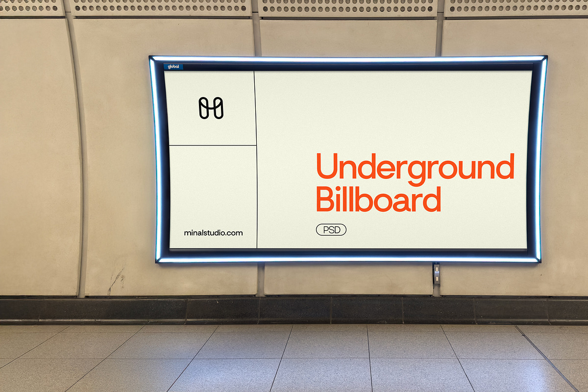 Underground Urban Billboard Mockup, an Advertising Mockup by MinalStudio (Photo 2 of 3)