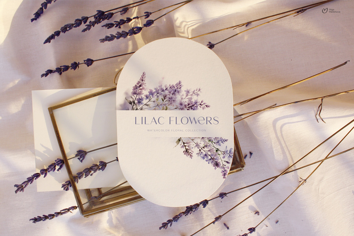 Lilac flowers, Watercolor clipart, an Object Illustration by ollalya (Photo 4 of 5)