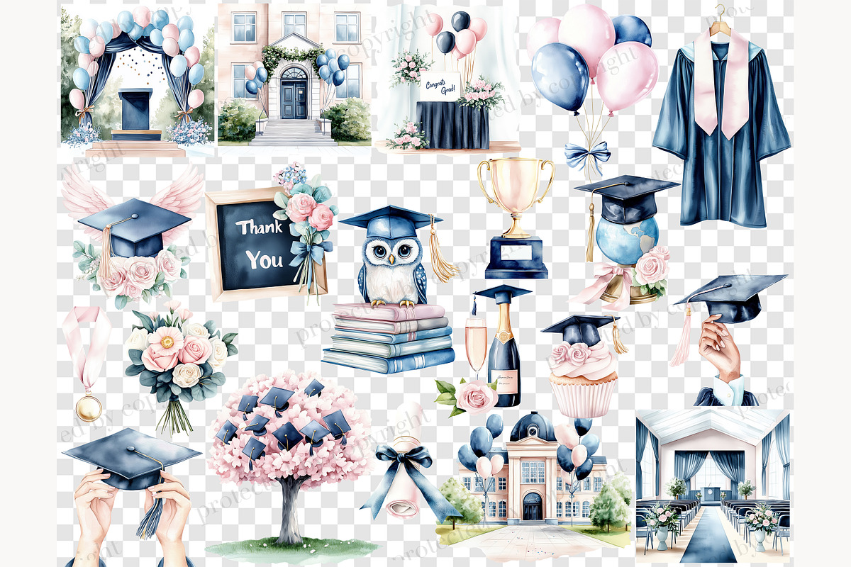 Graduation Clip Art PNG, a Person Illustration by GlamArtZhanna (Photo 6 of 8)