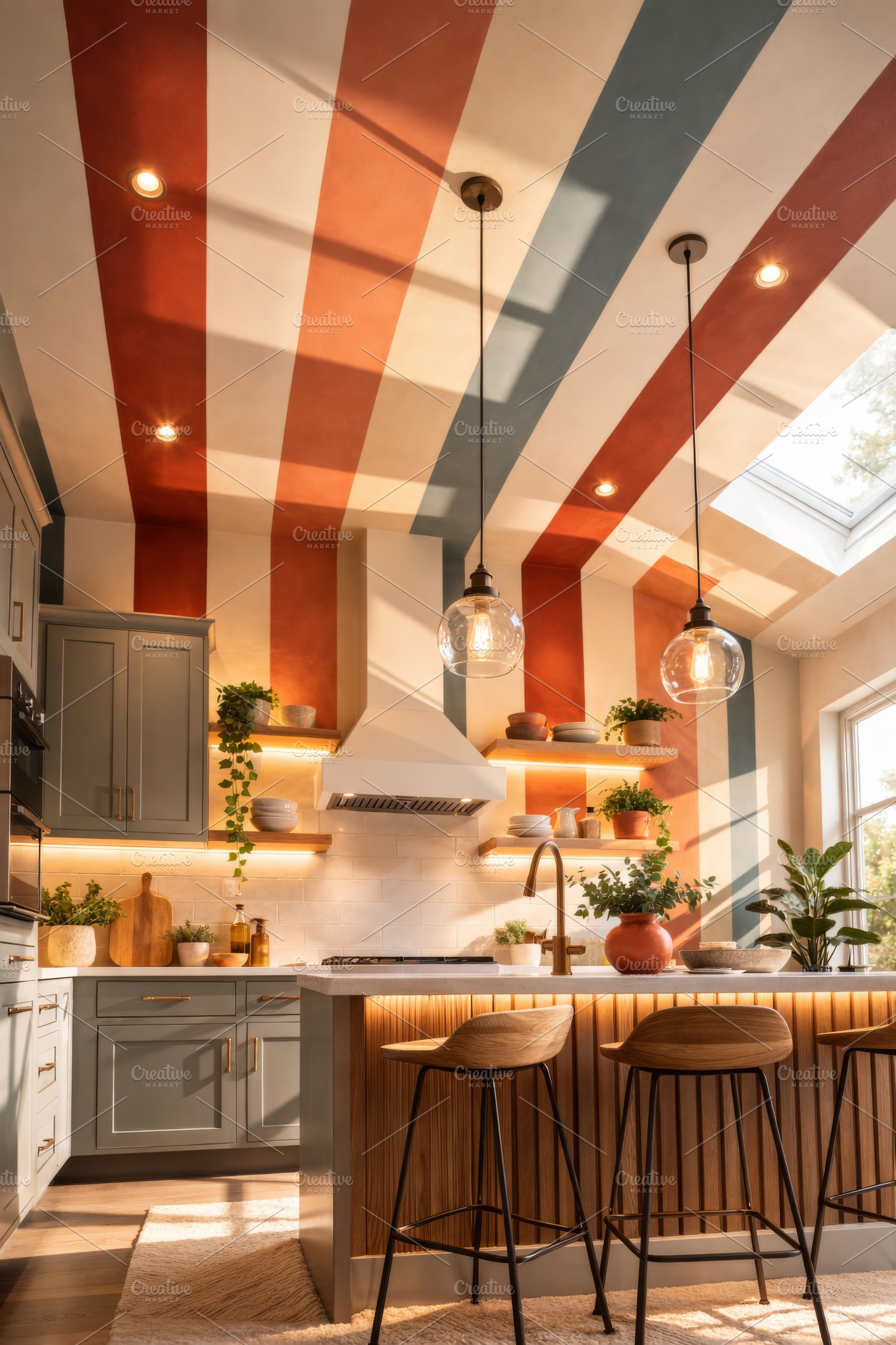 Circus retro stripes interior design, a Photo by Dvoevnore photos