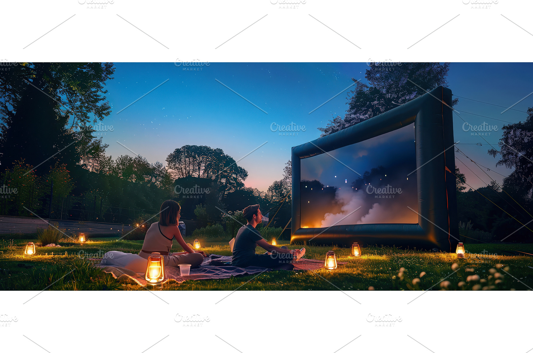 Couple enjoying outdoor inflatable, a Nature Photo by piter.goskov