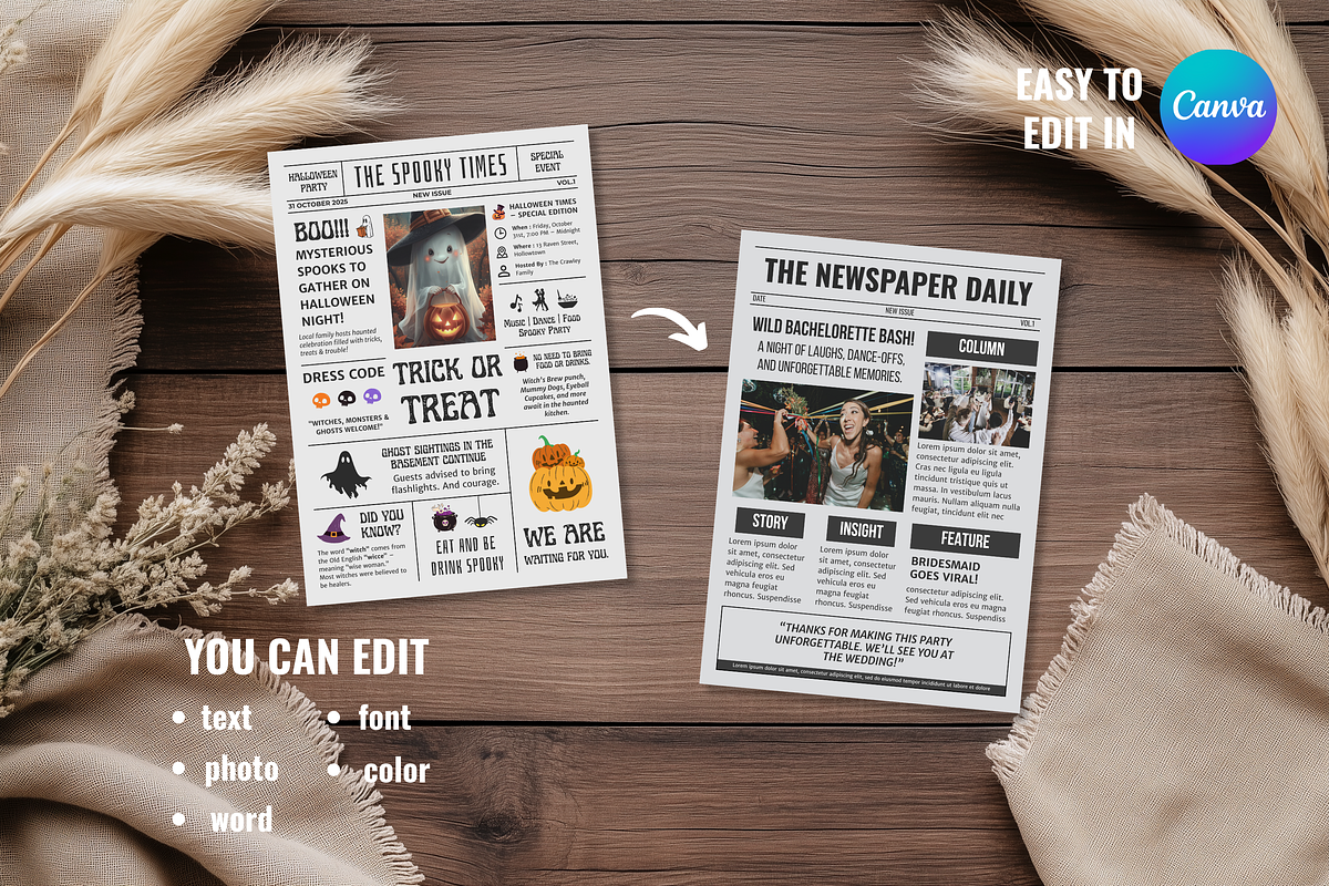 Newspaper Halloween Party Invitation preview 4