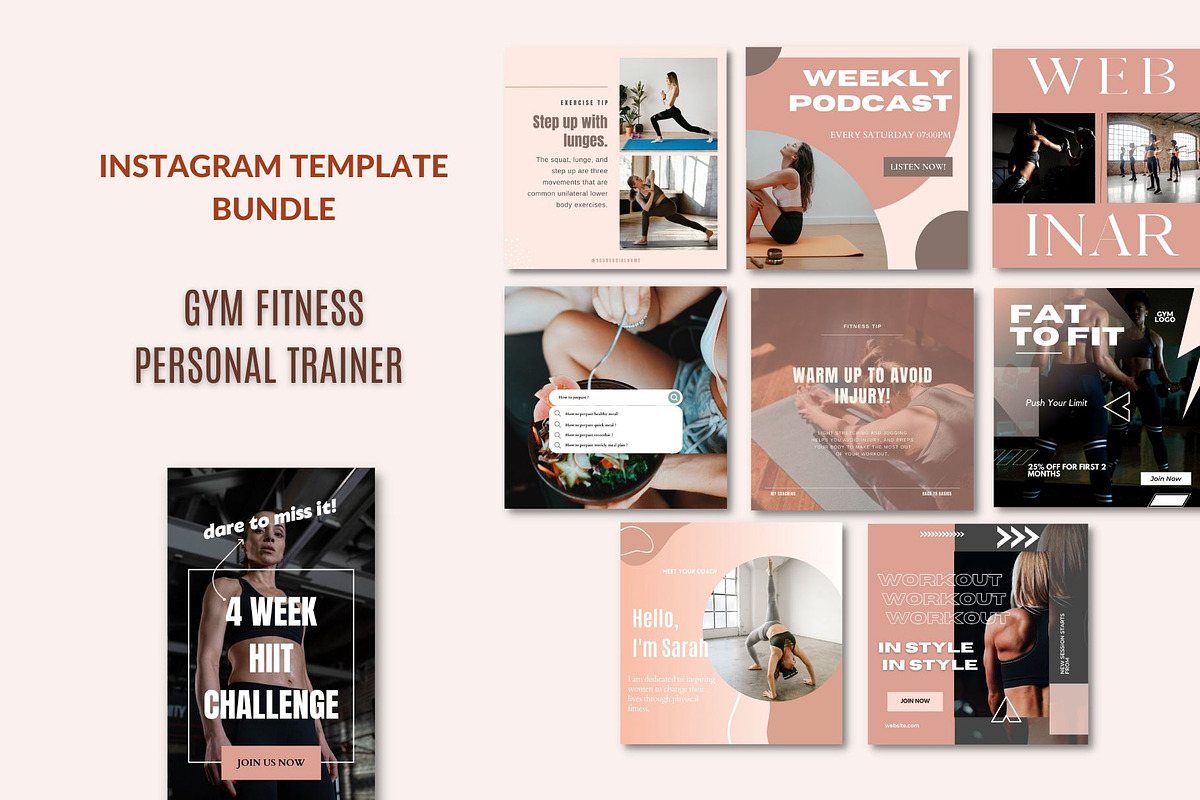 Fitness Coach Instagram Templates, a Social Media Template by Deepa Template Studio (Photo 18 of 18)