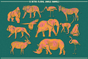 Floral Retro Jungle Set, an Animal Illustration by Phosphorus Design Co. (Thumbnail 2 of 8)