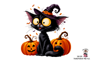 Halloween Cat with Witch Hat PNG, a Graphic by Clipart Bloom (Thumbnail 6 of 11)