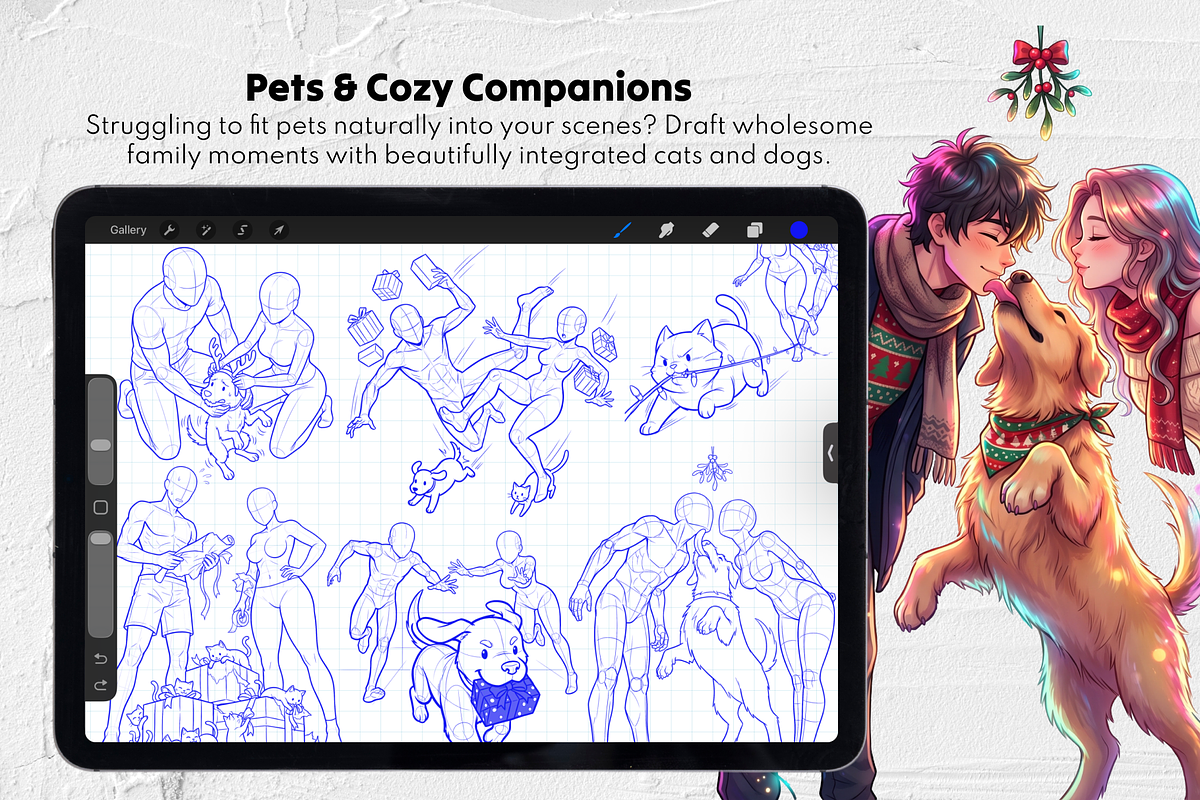 Xmas Couple Procreate Brushes, a Brush Add-On by Selentaori Studio (Photo 9 of 12)