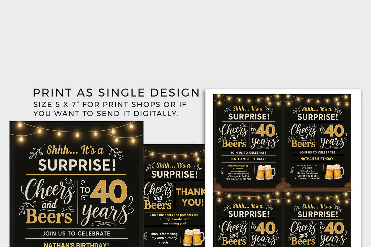 Surprise 40th Birthday Invitation, a Card Template by Shinehoon (Photo 5 of 5)