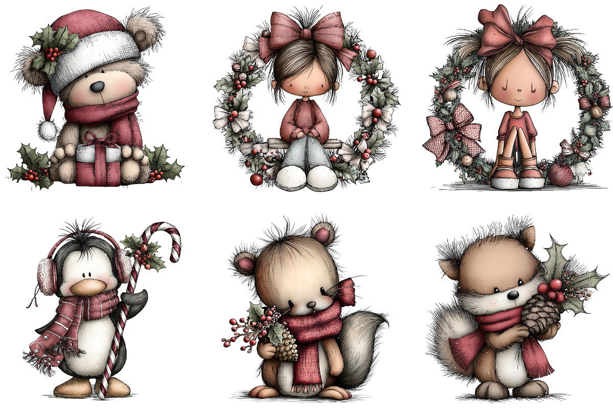 Whimsical Christmas Clipart, an Illustration by DreamArtGraphic (Photo 4 of 5)