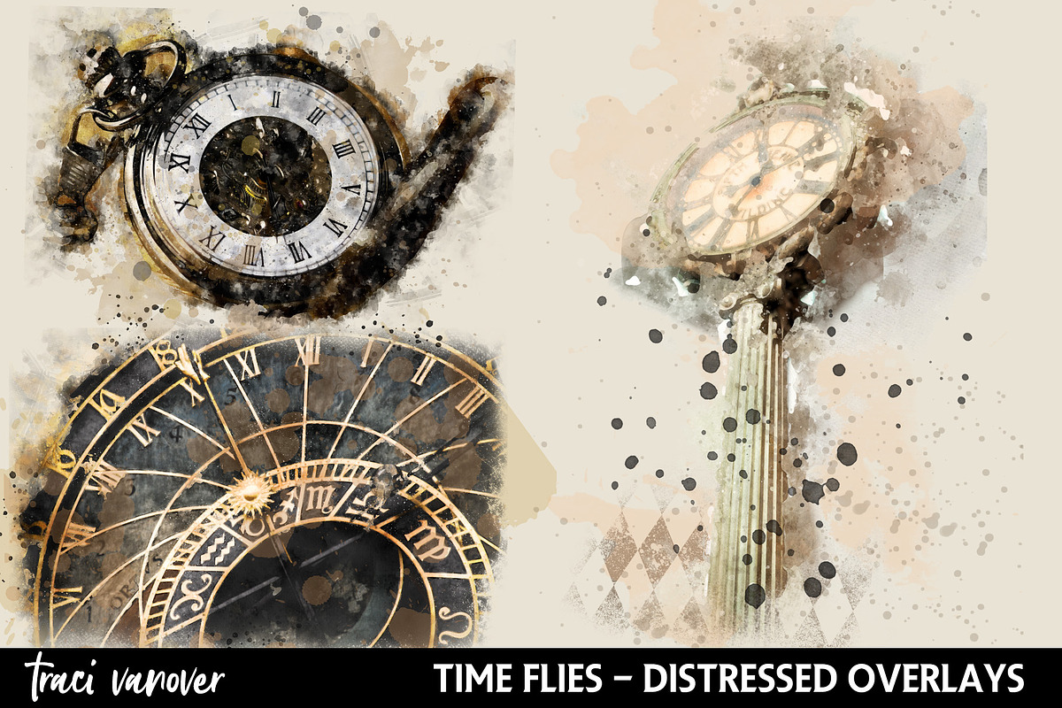Clocks & Watches Distressed Overlays, an Illustration by ephemoire (Photo 1 of 9)
