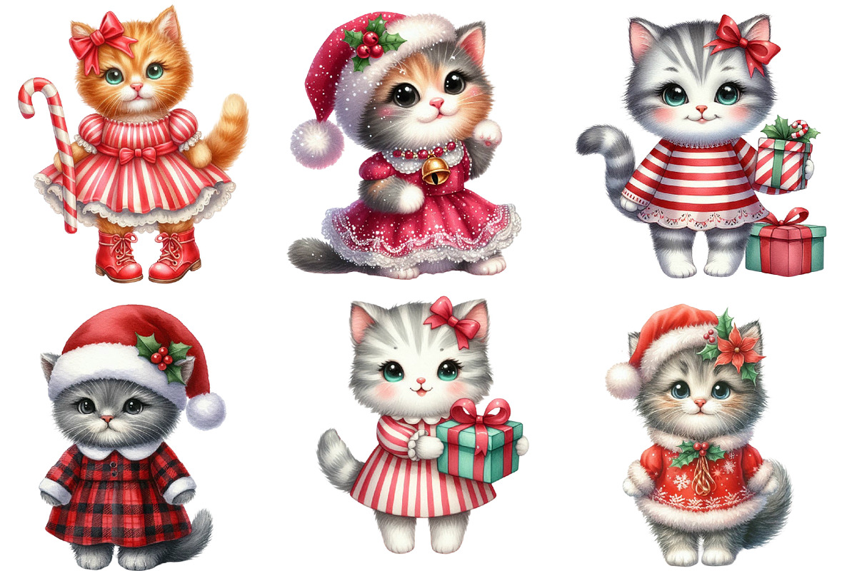 Kitten Christmas Clipart, an Illustration by Designworld (Photo 3 of 6)