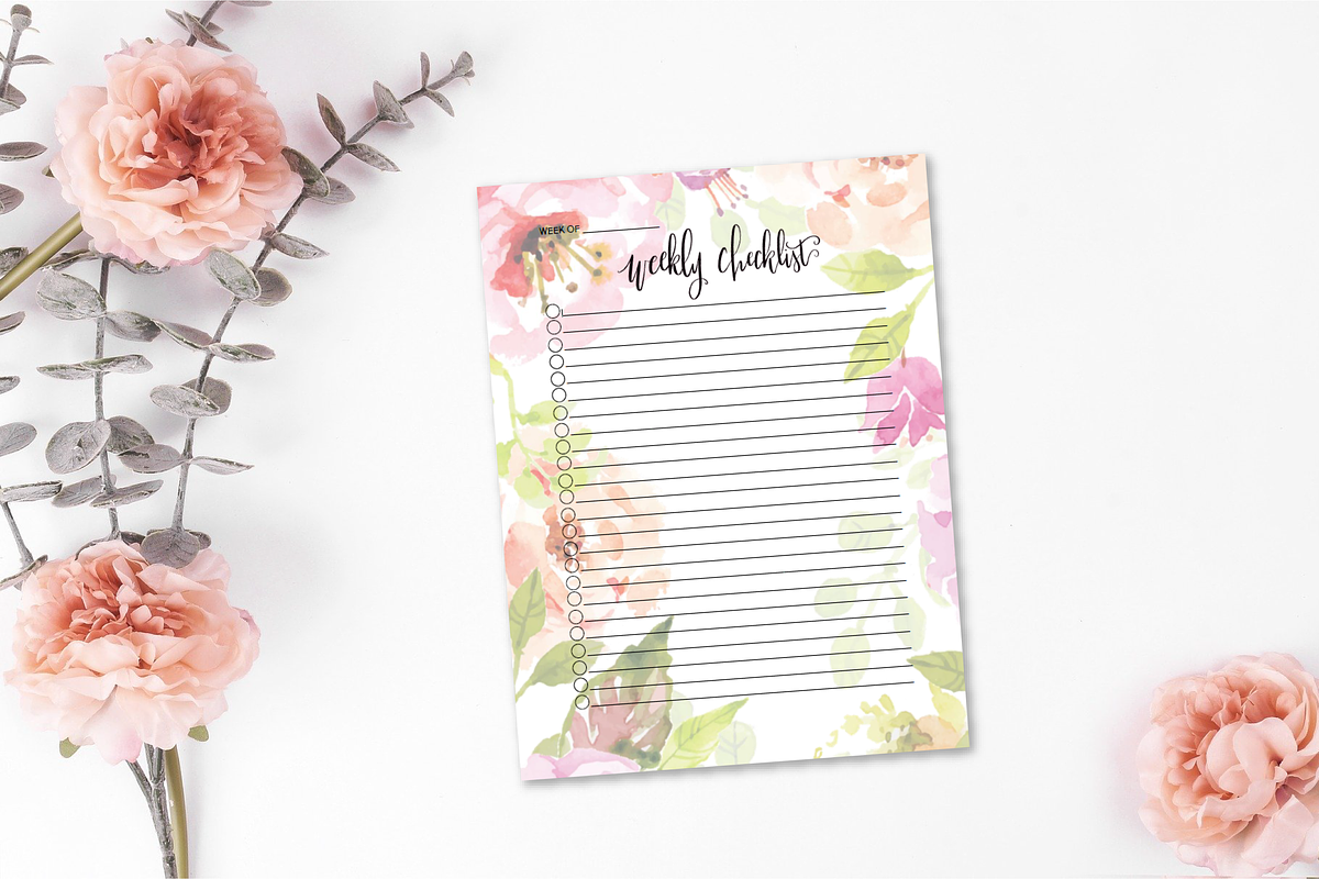 Weekly Checklist- floral, a Stationery Template by Genesis Printables