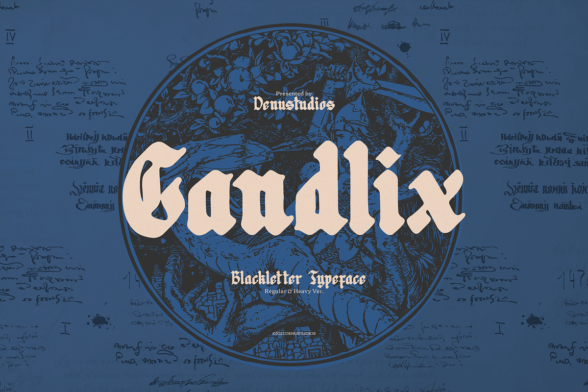 Candlix | Blackletter Typeface, a Blackletter Font by Denustudios (Photo 1 of 12)