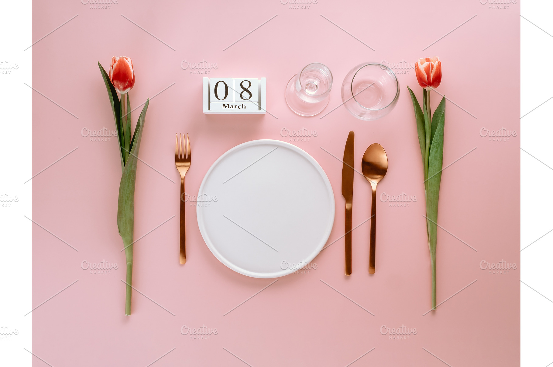 8 march table setting on pink. Copy, a Food & Drink Photo by Fascinadora