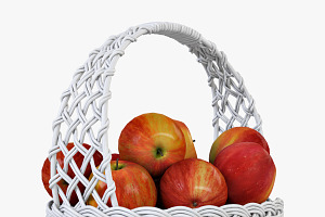 Wicker Basket 04 White With Apples