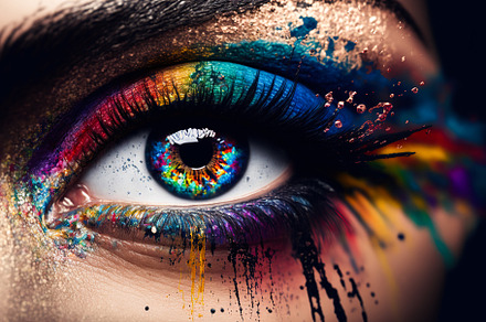 Large close-up of a female eye paint