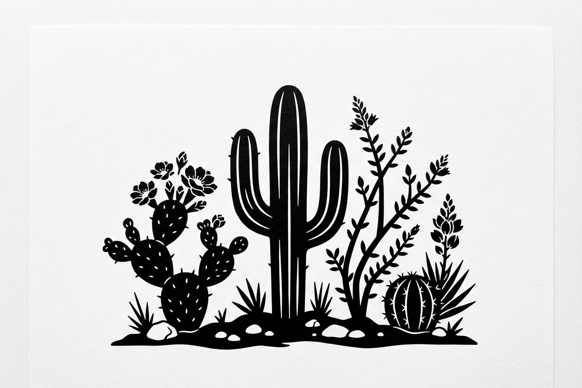 60 Desert Cactus Floral Silhouette, a Seasonal Illustration by Amazin_art (Photo 16 of 38)