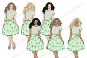 Saint Patrick's Day Girls Clipart, a Person Illustration by GlamArtZhanna (Thumbnail 3 of 4)