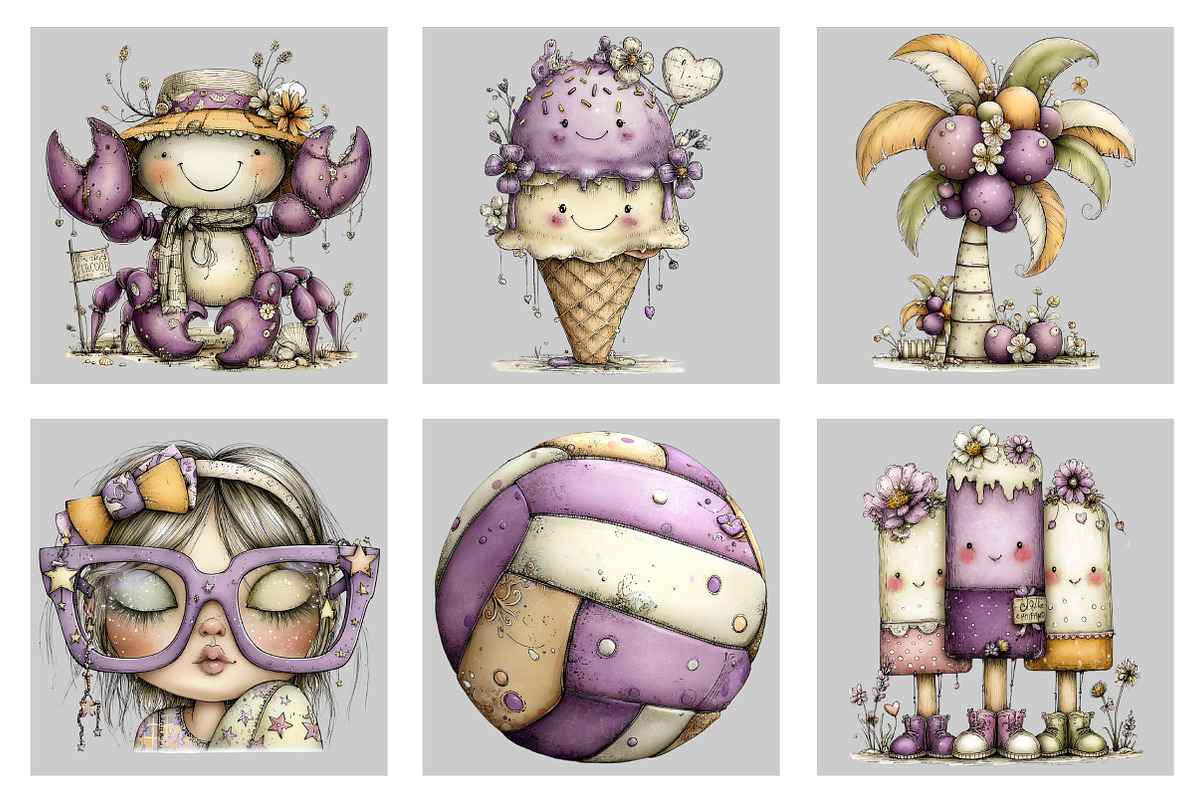 Whimsical Summer Clipart, an Illustration by Black Bird Studio (Photo 2 of 4)