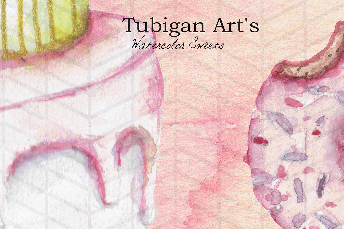 10 Watercolor Sweets Bundle, a Food Illustration by Tubigan Art (Photo 2 of 2)