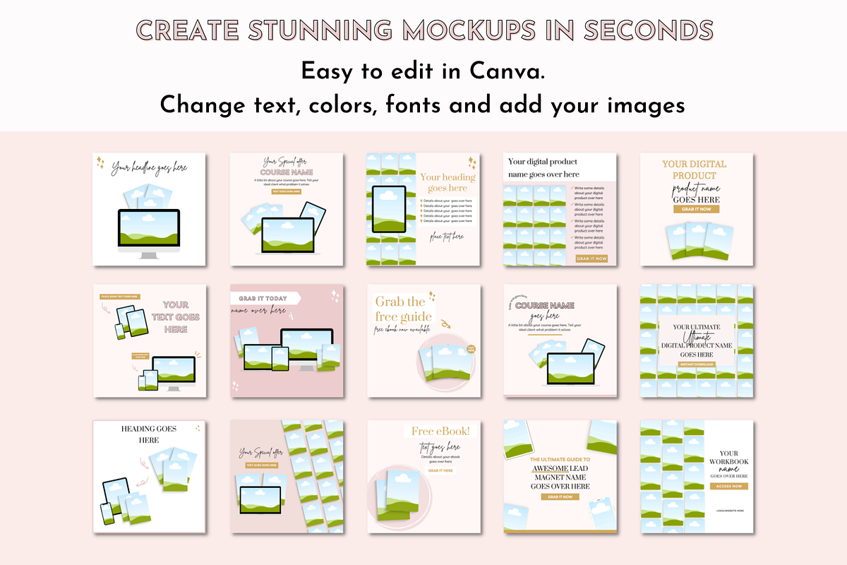 Digital product mockup Canva, a Mockup by Cate Creates (Photo 2 of 8)