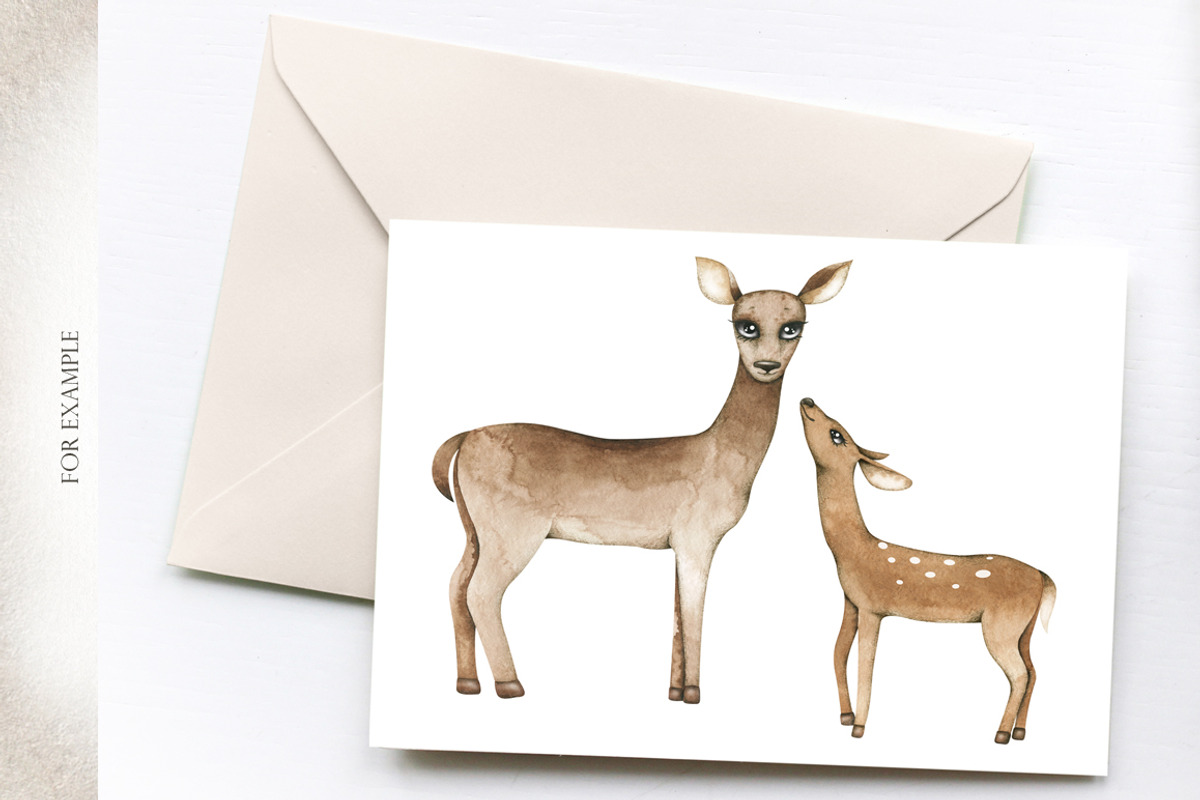 Watercolor deer set, an Animal Illustration by OrangePeafowlArt (Photo 6 of 12)