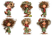 Whimsical Summer Little Girl Clipart, a Seasonal Illustration by Daily.Designs (Thumbnail 4 of 5)