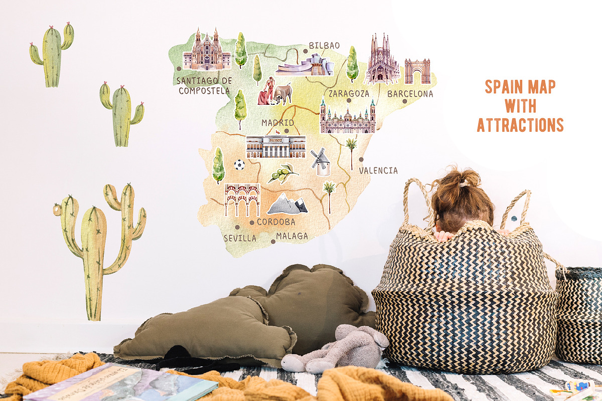 Travel to Spain. Watercolor clipart, an Illustration by VerAna (Photo 10 of 13)