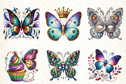 Watercolor Mardi Gras Butterfly, an Illustration by DreamCafeArt (Thumbnail 2 of 3)