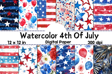 Watercolor Patriotic Day Pattern