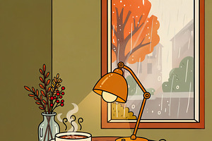 Cozy Autumn Moment: Hand-Drawn Fall, a Seasonal Illustration by Virgo Studio