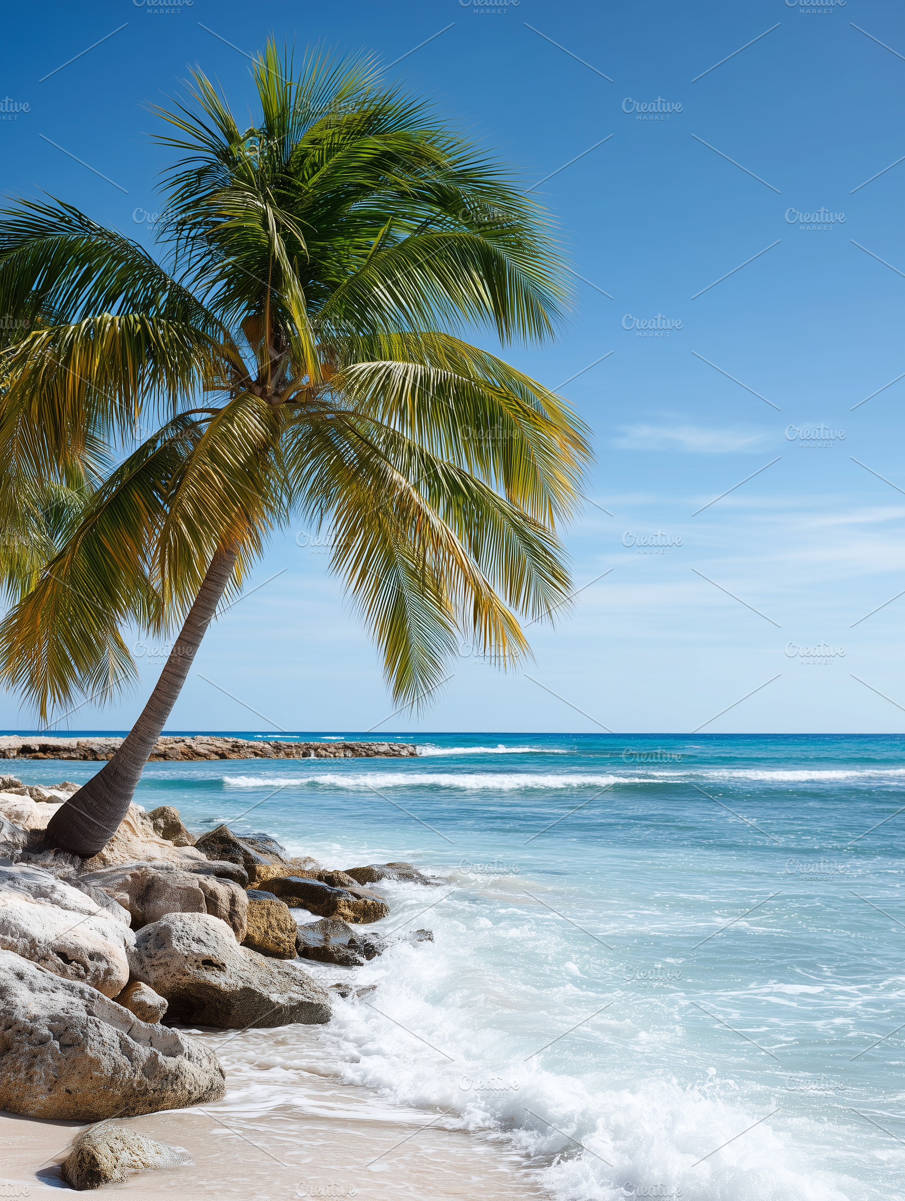 Tropical beach with palm tree, a Nature Photo by MistyDay