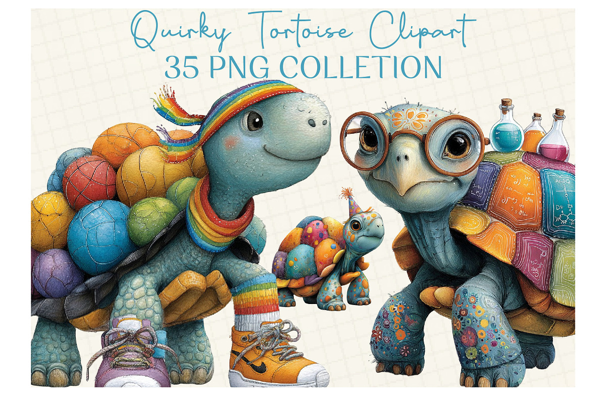 Quirky Tortoise Clipart, an Illustration by DreamCafeArt (Photo 1 of 6)