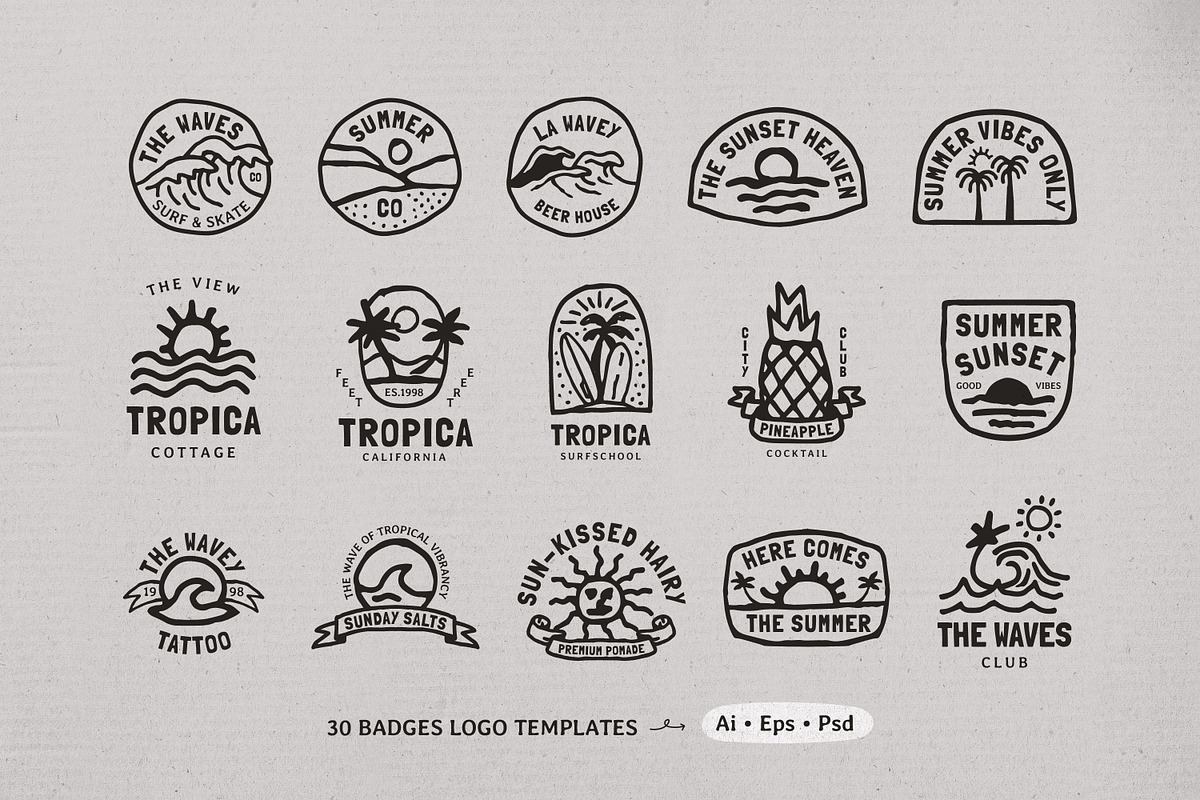 Summer Badges Logo With Doodles, a Branding & Logo Template by Dordar.Lab (Photo 3 of 10)