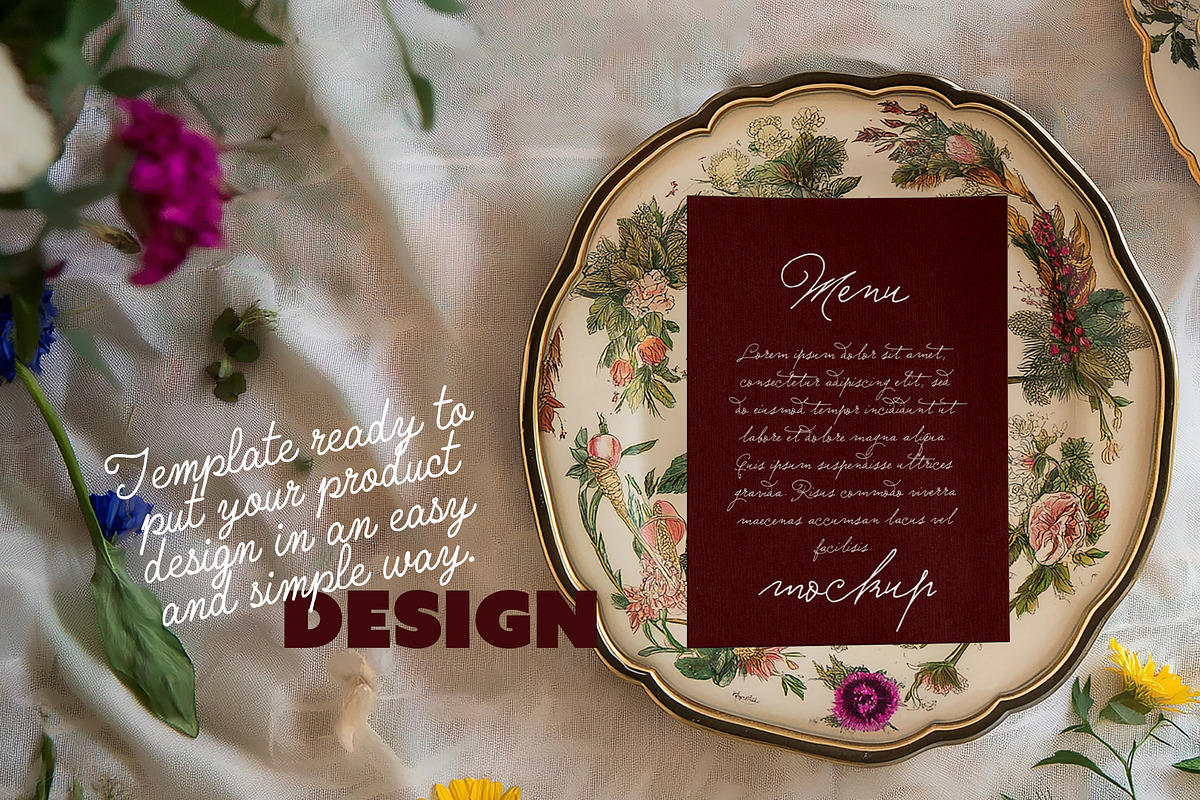 Wedding Menu Mockup Rustic Floral, a Product Mockup by McLittle Stock (Photo 3 of 4)