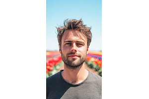 Man in a tulip field, a Nature Photo by Beautiful things