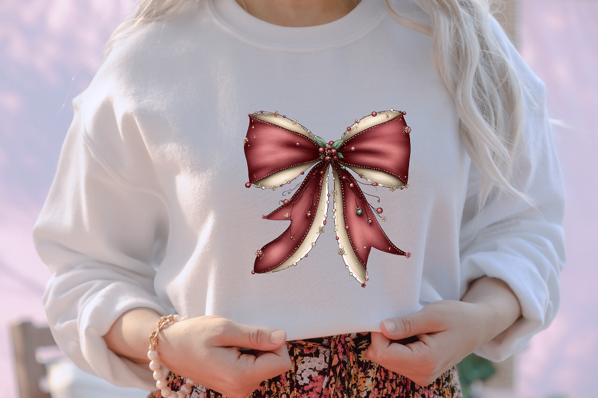 Whimsical Christmas Coquette Bow Cli, an Illustration by designcity5 (Photo 5 of 5)