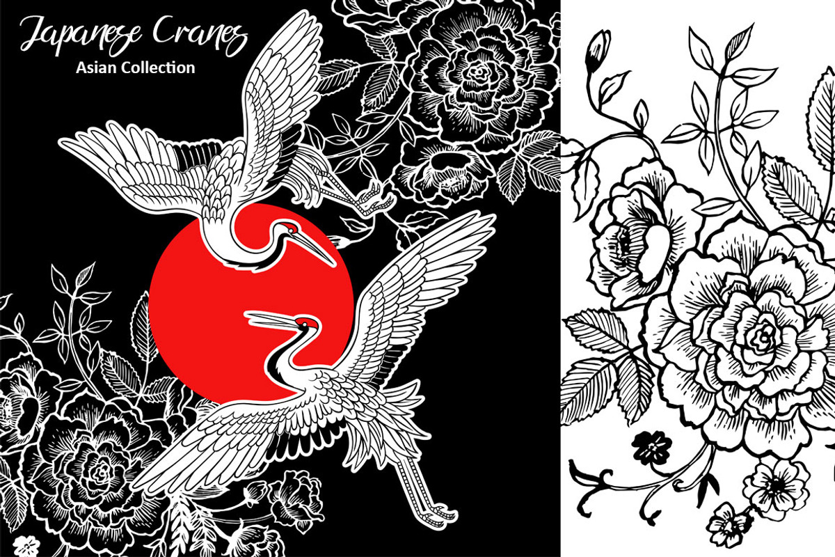 Japanese Cranes. Asian collection., a Pattern Graphic by Anastasia (Photo 10 of 11)