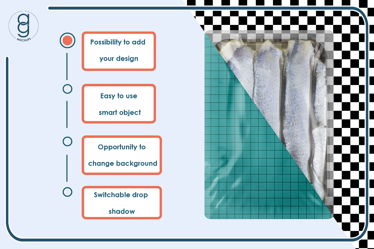 Plastic Tray with Fish Mockup, a Packaging Mockup by AG Mockups (Photo 3 of 4)