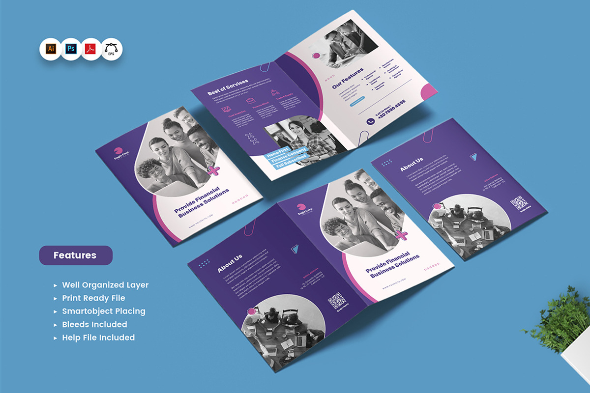 Financial Bifold Brochure, a Brochure Template by Rahardi Creative