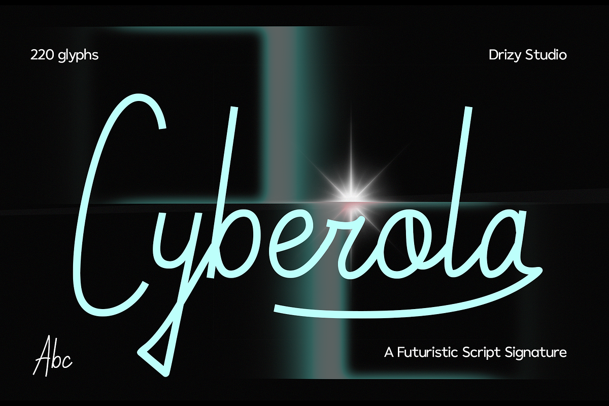 Cyberola – Futuristic Script Font, a Script Font by Drizy (Photo 1 of 10)
