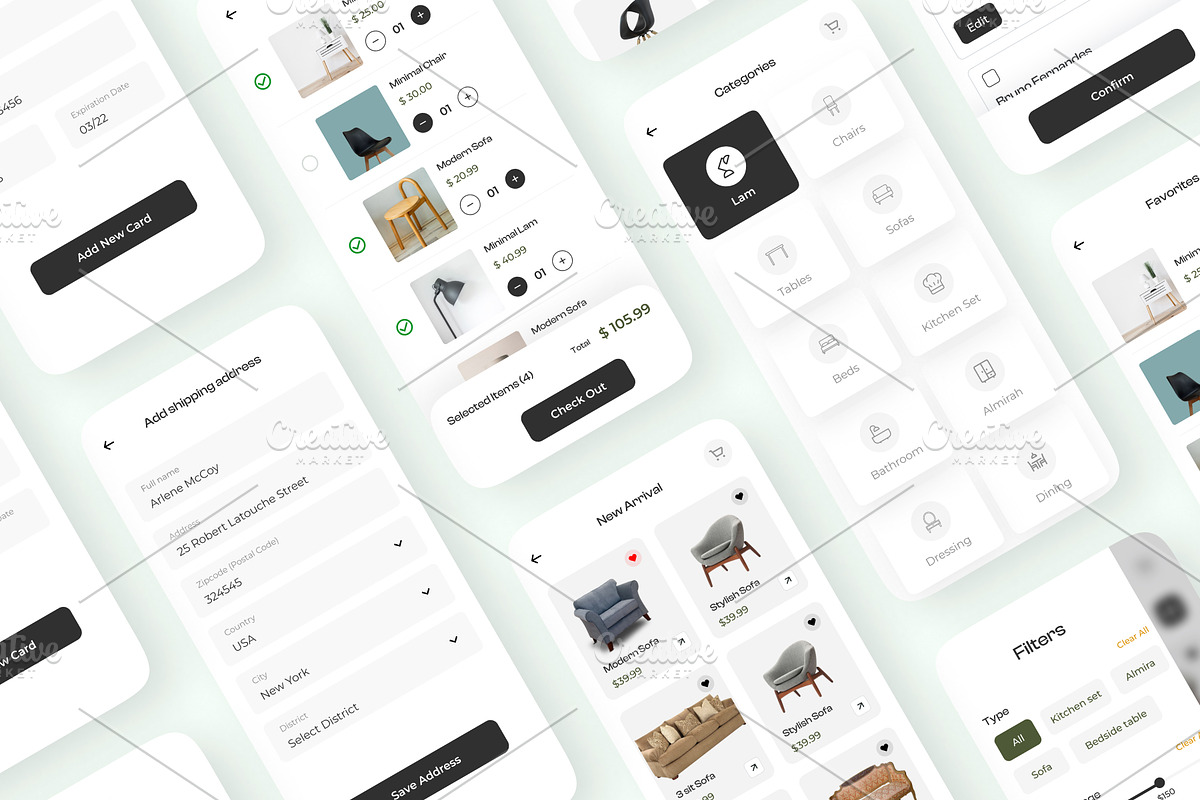 Furniture Shopping App UI Kits, an App Template by uiwarrior (Photo 3 of 6)