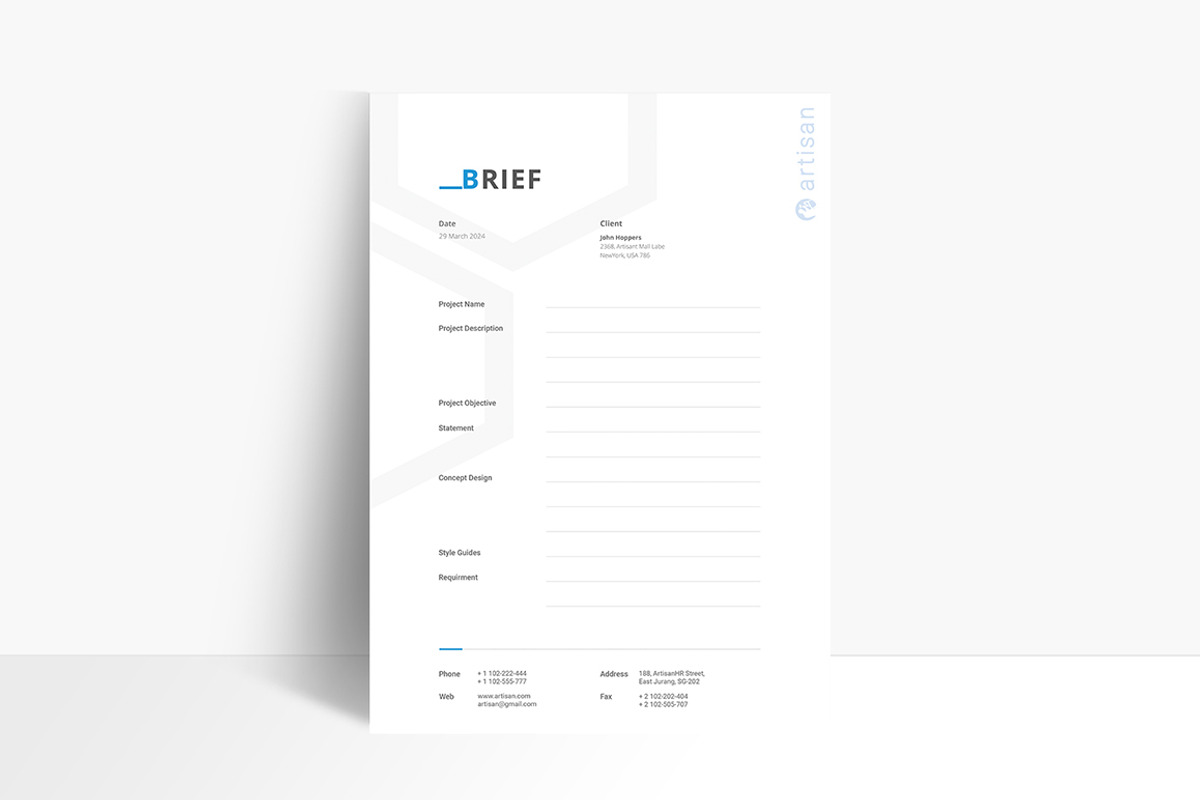 Brief-Estimation-Invoice-Letterhead, a Stationery Template by artisanHR (Photo 4 of 9)