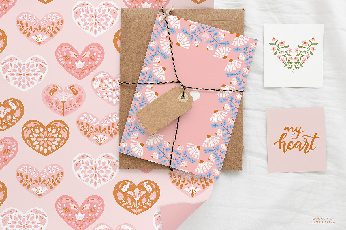 Hearts & Flowers patterns + elements, a Decorative Illustration by Inna Moreva (Photo 13 of 13)