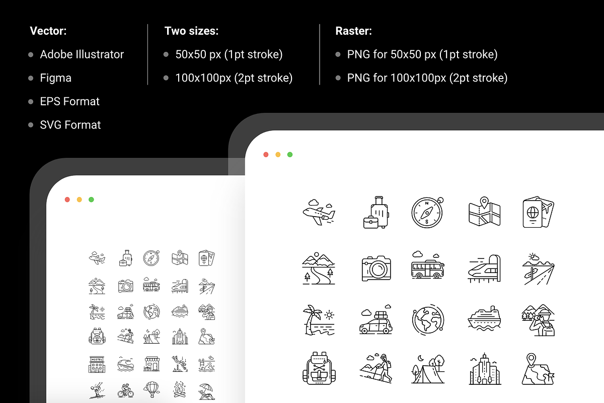 Travel line icon pack, an Outline Icon by Ragul Creates (Photo 2 of 3)