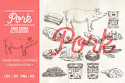 Pork hand drawn Illustrations, an Animal Illustration by Natalya Levish (Thumbnail 1 of 3)