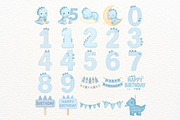 Blue Birthday Dino Clipart Set, an Illustration by Nicolle's Colorful Art (Thumbnail 4 of 6)
