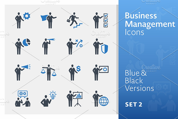 Business Management Icons 2 Blue